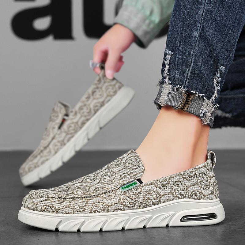 Summer Fashion Loafers Man Green Slip-on Canvas Shoes For Man Espadrille Breathable Flat Men's Leisure Shoes Zapatos Para Hombre