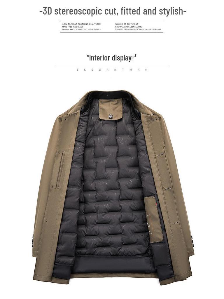 Men's Lightweight Business Casual Down Jacket - Warm Autumn/Winter Outerwear for Middle-Aged/Elderly