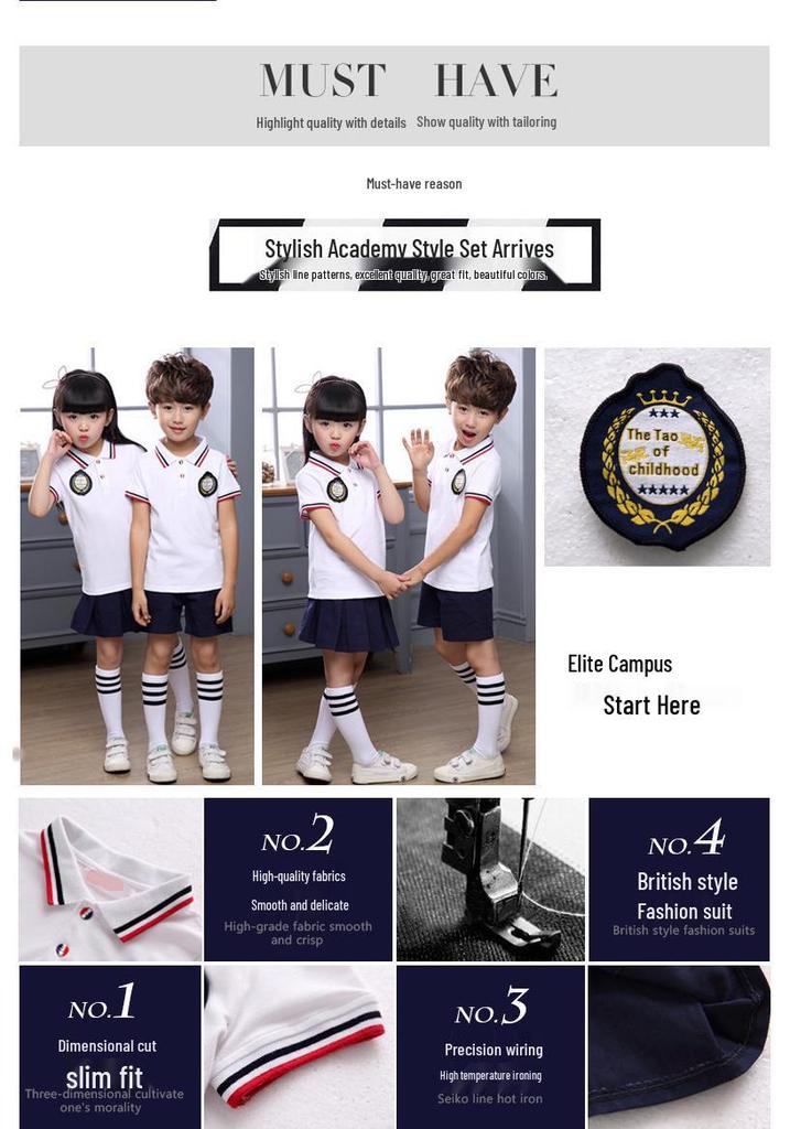 Spring/Autumn British Cotton Academy Style Baseball Uniform for Kindergarten & Primary School