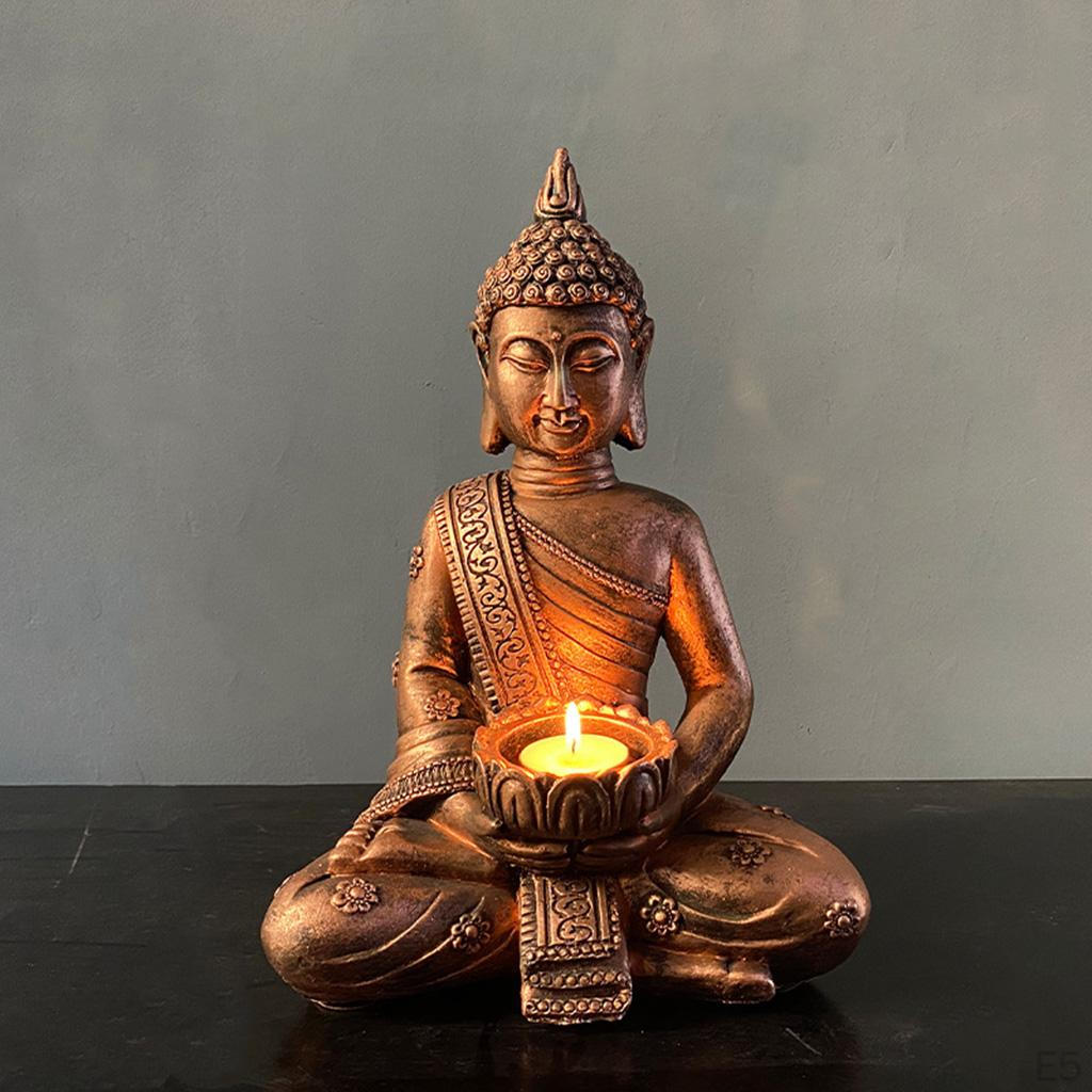 Buddha Holder Tabletop Tealight Decor Statues Collectible Figurines for Relaxing Gift