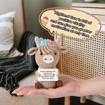 Crochet Emotional Support Cow Doll Decoration Desk Accessories Kawaii Positive Energy Cow Doll Home Room Decor Christmas Gift