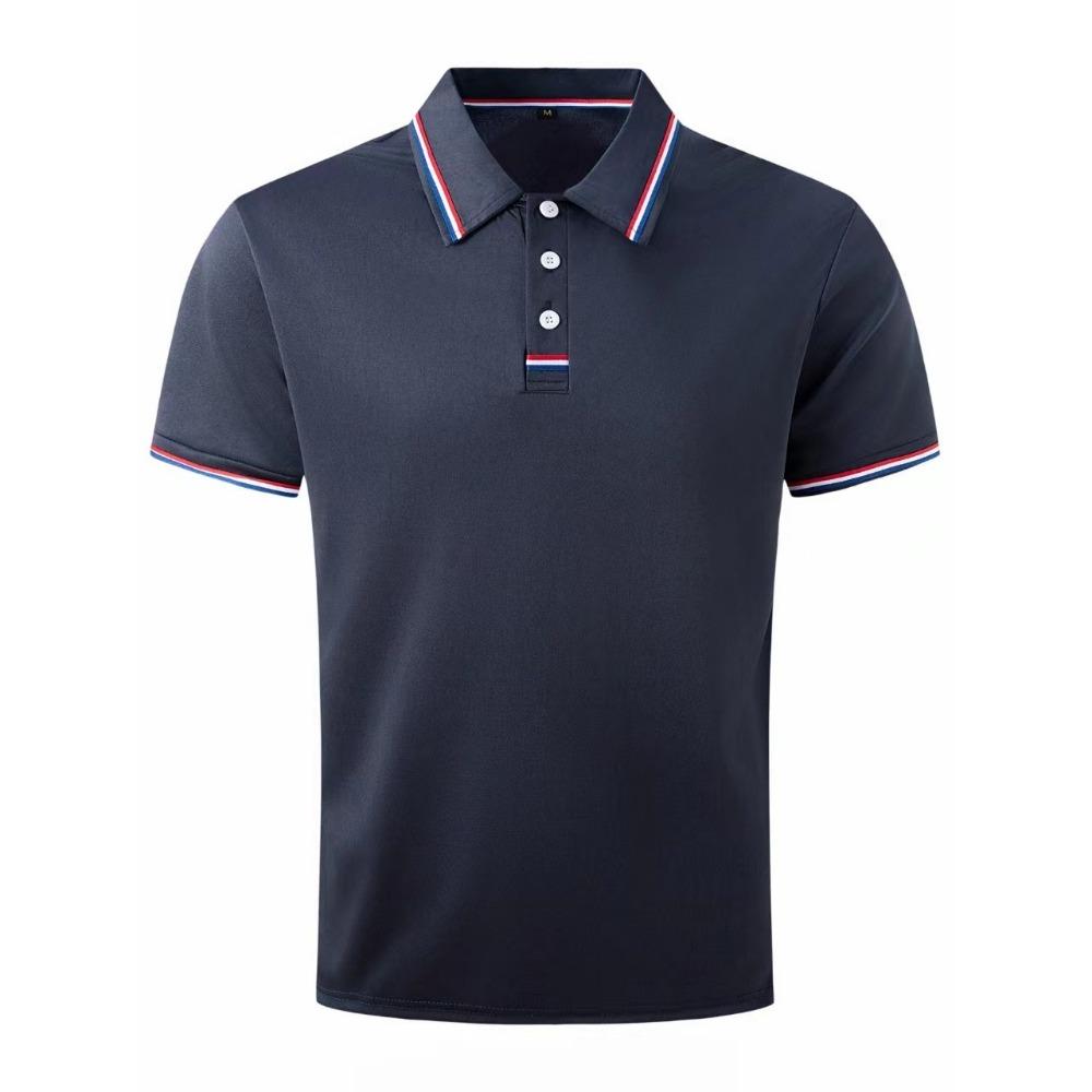 Men's Casual Polo Shirt Button Solid Color Versatile T-shirt