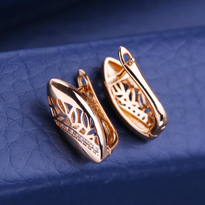 FEEYOO klipové náušnice růžové zlato módní náušnice pro ženy náušnice s krychlovými zirkony náušnice šperky