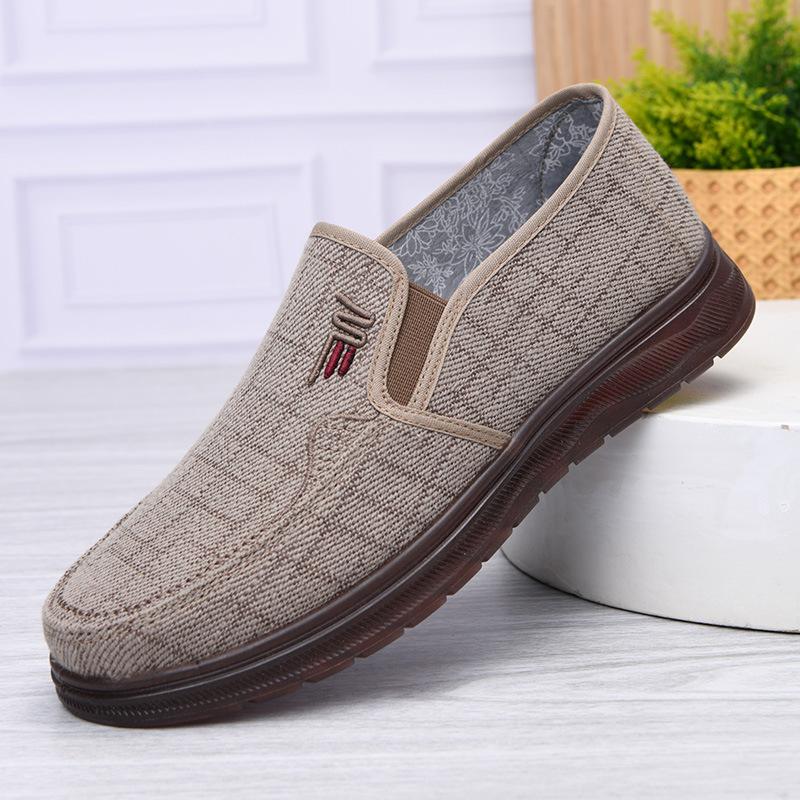 Breathable Linen Men's Shoes New Non-slip One-pedal Casual Shoes Summer Old Beijing Cloth Shoes Single Shoes Middle-aged and Elderly