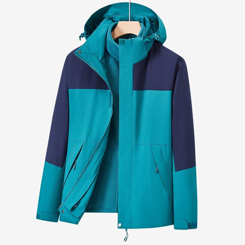 Herren- und Damen-Drei-in-Eins Abnehmbare Outdoor Wasserdichte Kletterbekleidung Frühling und Herbst Outdoor Winddichte Kletterbekleidung Jacke