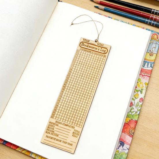 Segnalibro in legno con scomparti funzionali, tracker di lettura, accessorio elegante per libri, agenda di lettura, regalo per lettori.