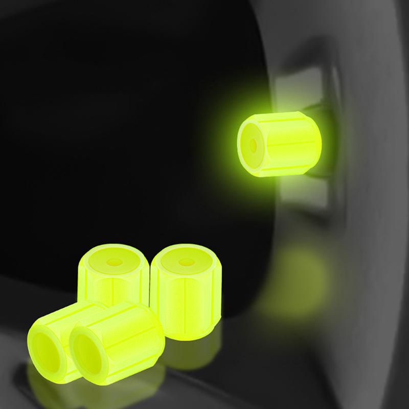 4Pcs Universal Fluorescent Luminous Tire Valve Stem Covers Car Tire Valve Cap