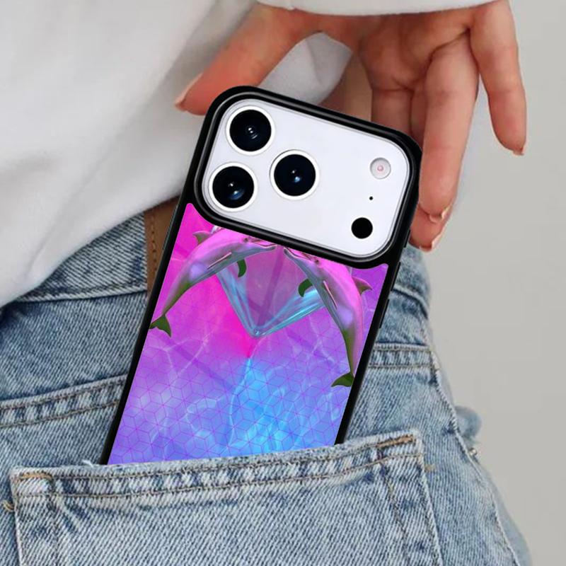 Vaporwave Dolphin Phone Case for iPhone 17ProMax 12 13 14 15 16e 17 Pro Max Plus Air Cover