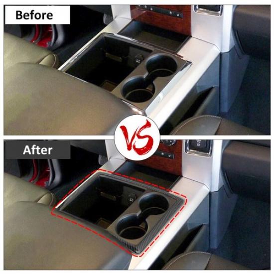 Carbon Fiber Gear Shift Cup Holder Cover Frame Trim For Dodge Ram 1500 10-12