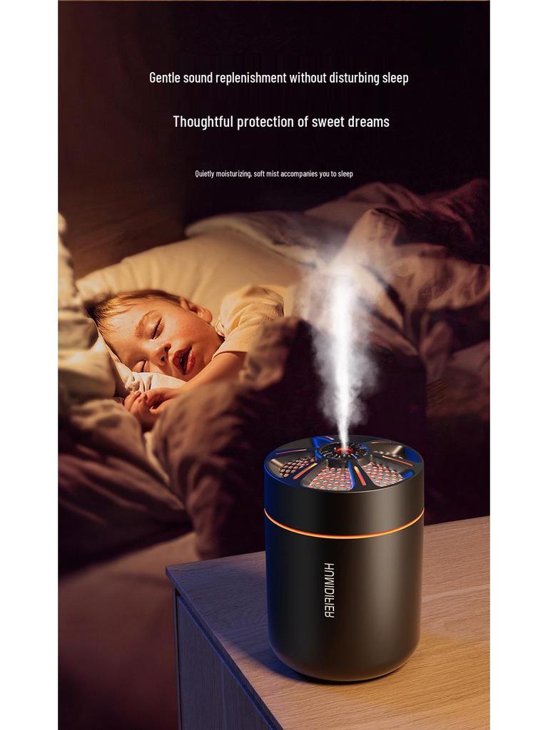 Creative USB Mini Steel Cannon Humidifier with Colorful Lighting and Large Mist Volume for Desktop and Car Use