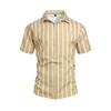 Summer Casual Short Sleeve Shirt Vertical Stripe Pattern Men Daily Blouse Fashion Regular Fit Men Striped Turn Collar Short Sleeve Shirt