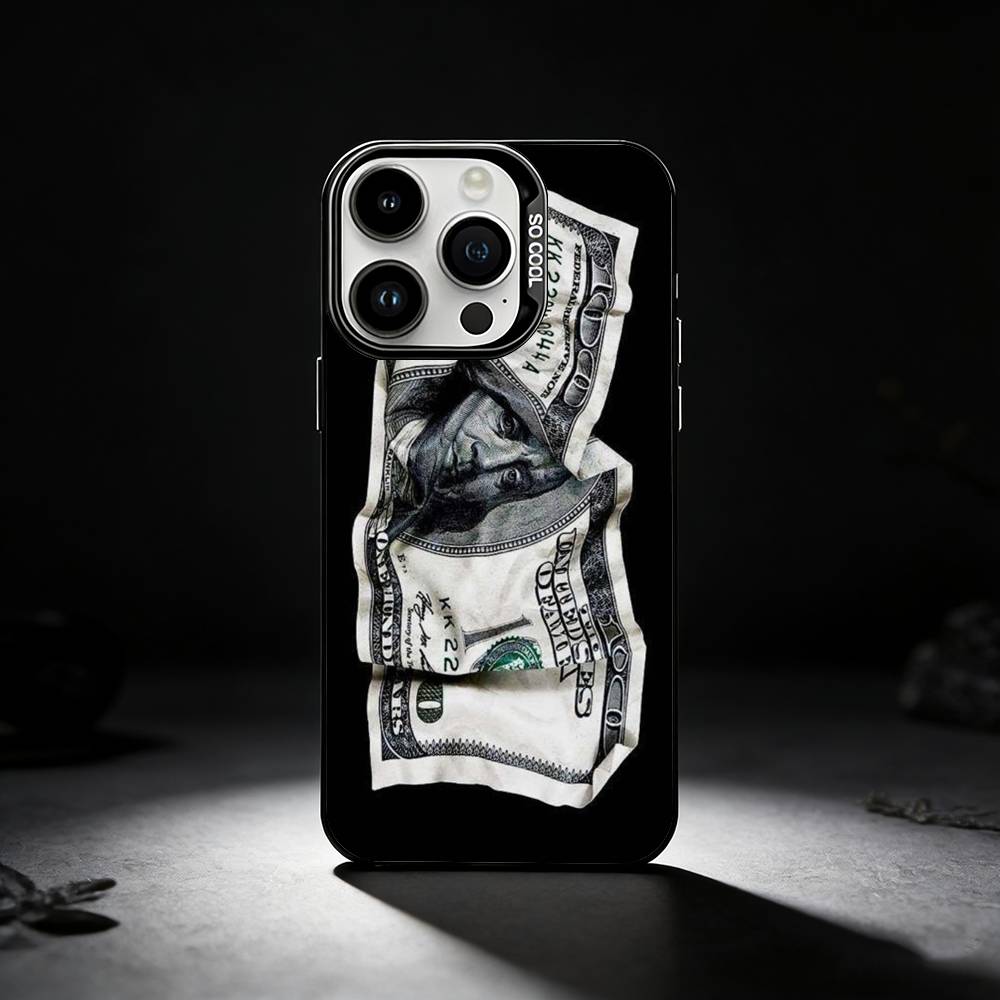 Dollar Bill Money Phone Case For iPhone 17,16,15,14,13,12,11 Plus,Pro Max,XS,Colored silver phone case