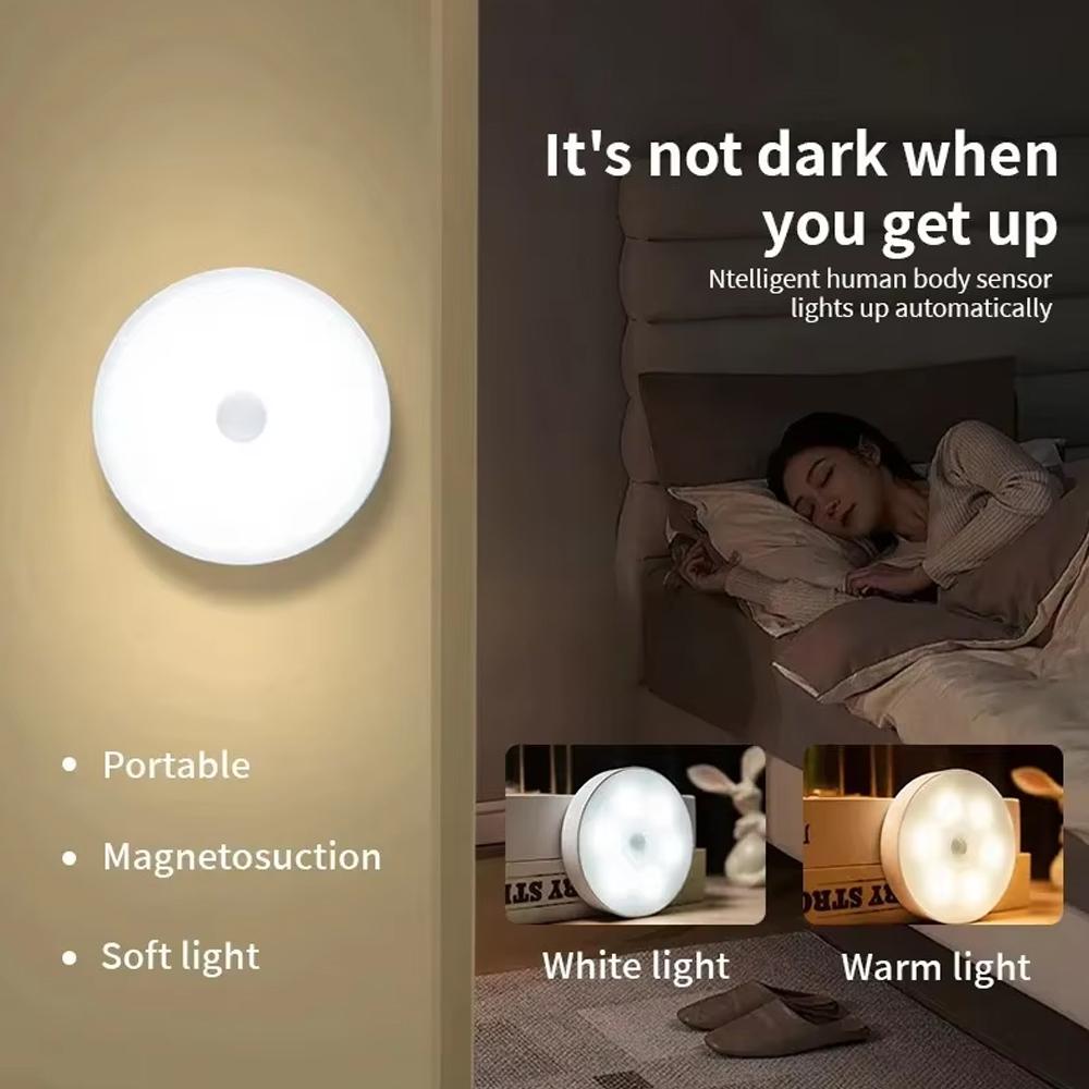 1-3PCS LED Motion Sensor Light Night Light USB Rechargeable Night Lamp for Kitchen Cabinet Wardrobe Lamp Staircase Closet Light