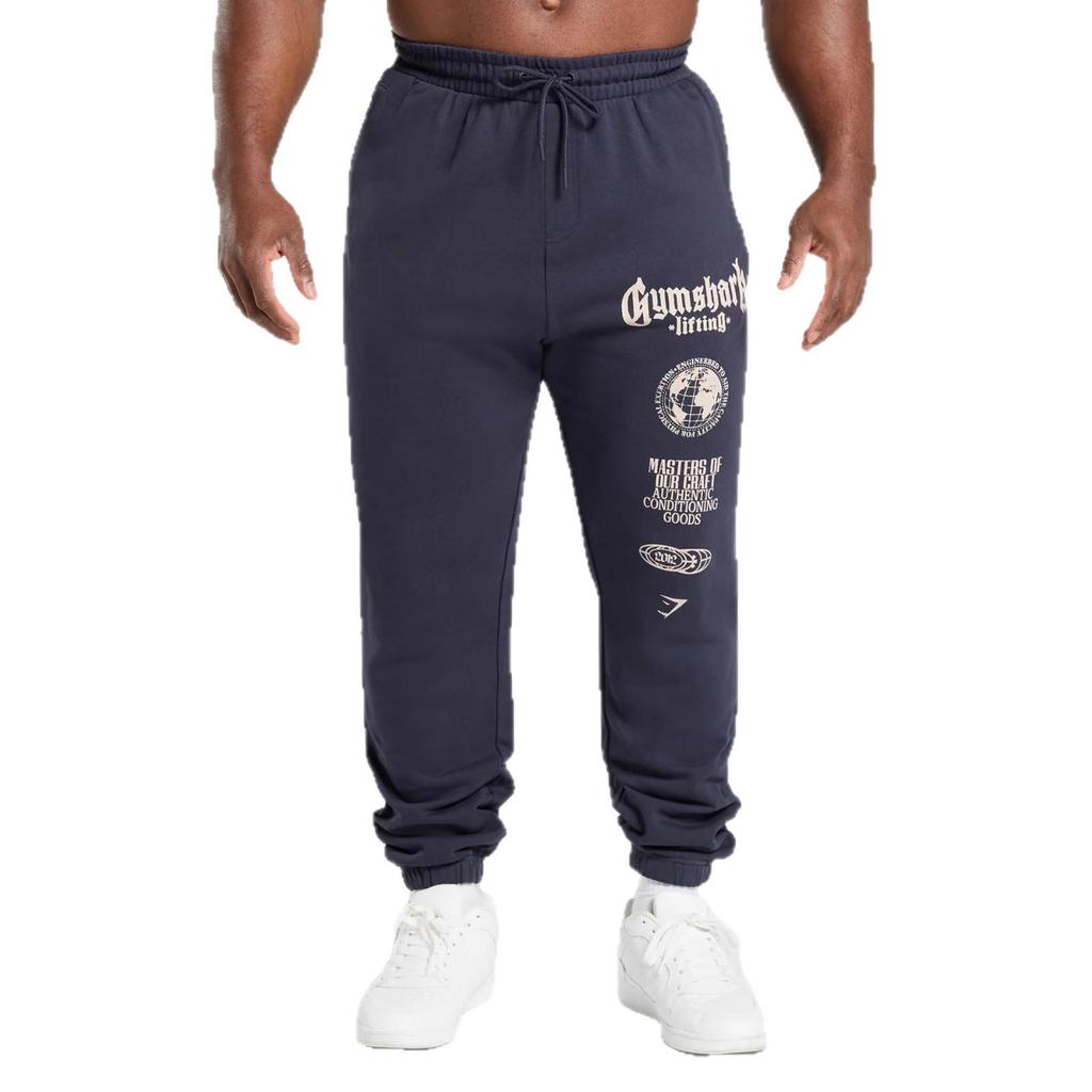 Men's American Style Shark Fitness Joggers - Outdoor Sports, Casual, Cotton, Loose Fit, Plus Size