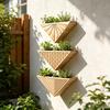 Wood Planter Box for Indoor Plants Wall Mounted Boho Hanging Planter Small Triangle Shaped Flower Pot for Living Room Bedroom Kitchen Office Home Wall