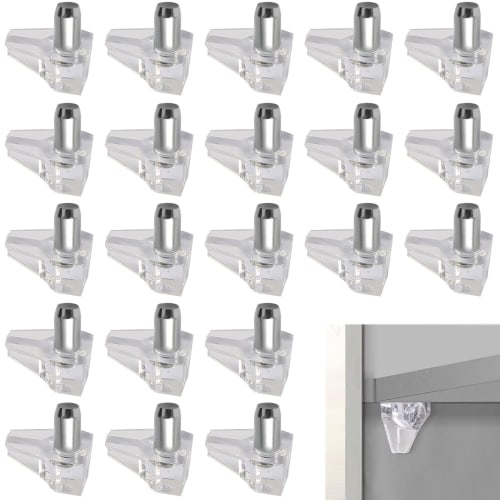 

50-Piece Set of Insertable Shelf Dowels, 5mm Pin Diameter, for Furniture Fixing, Shaft Support, Cabinets, Closets, Bookshelves, Metal and Plastic (Cle