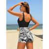 Womens One Piece High Waist Conservative Sports Swimsuit For Beach Swimming
