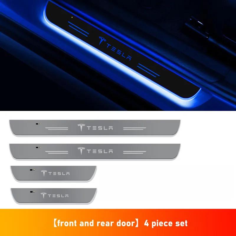 vtrdn1 Car Wireless LED Threshold Light For Tesla Model 3 Model Y Model S Model X Auto Interior Threshold Step LED Light Accessories
