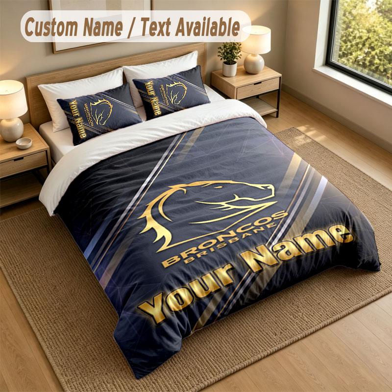 Bedding Set 1 Duvet Cover 2 Pillowcases Brisbane Broncos Print Soft Bed Linen Bedroom Decor