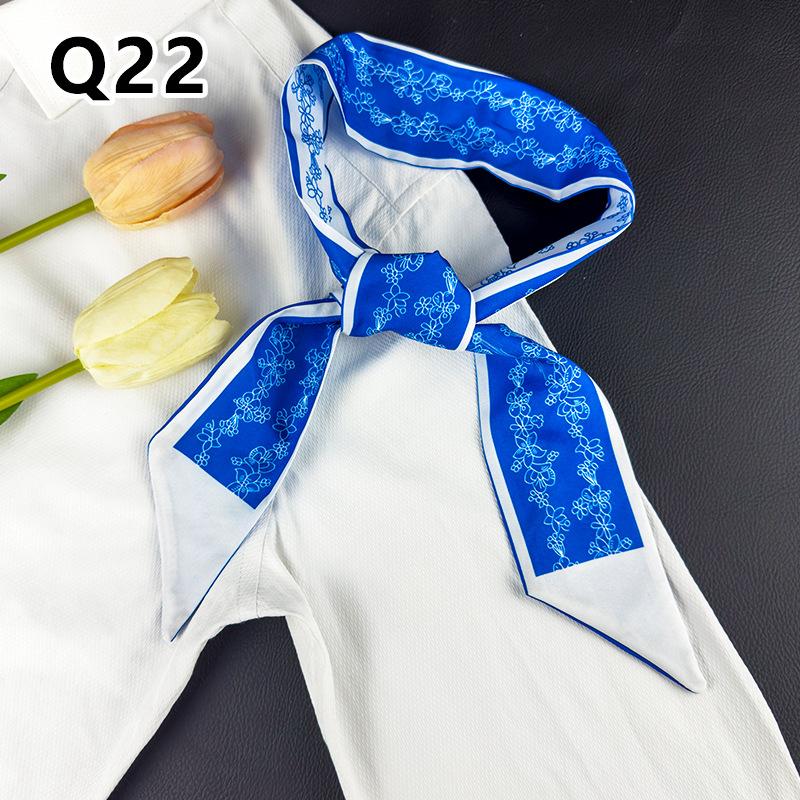 New Long Versatile Silk Scarf Tied Hair Band Bow Letter Floral Streamer Tied Bag Gift Small Silk Scarf