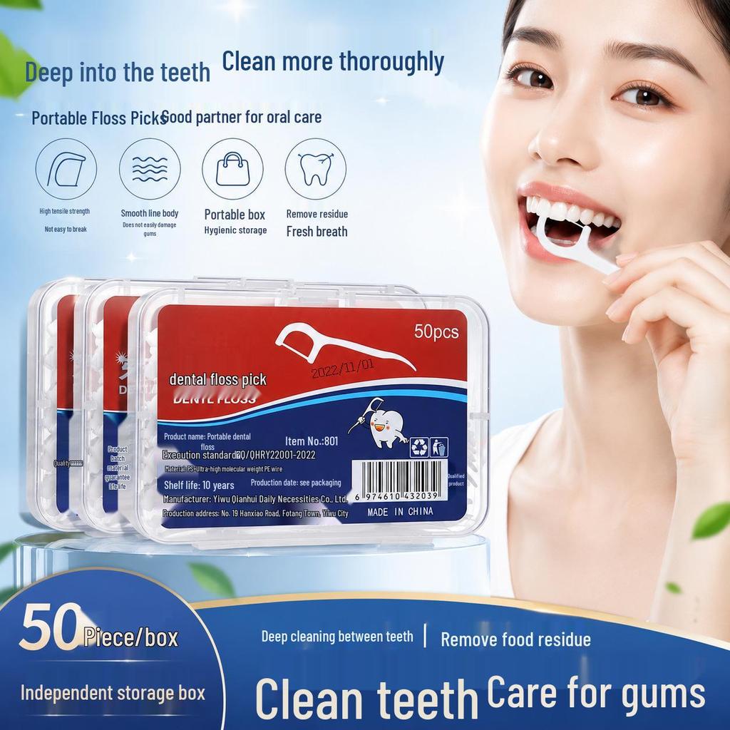 Portable Ultra-Fine Polymer Floss Picks - Disposable Toothpicks for Home Use
