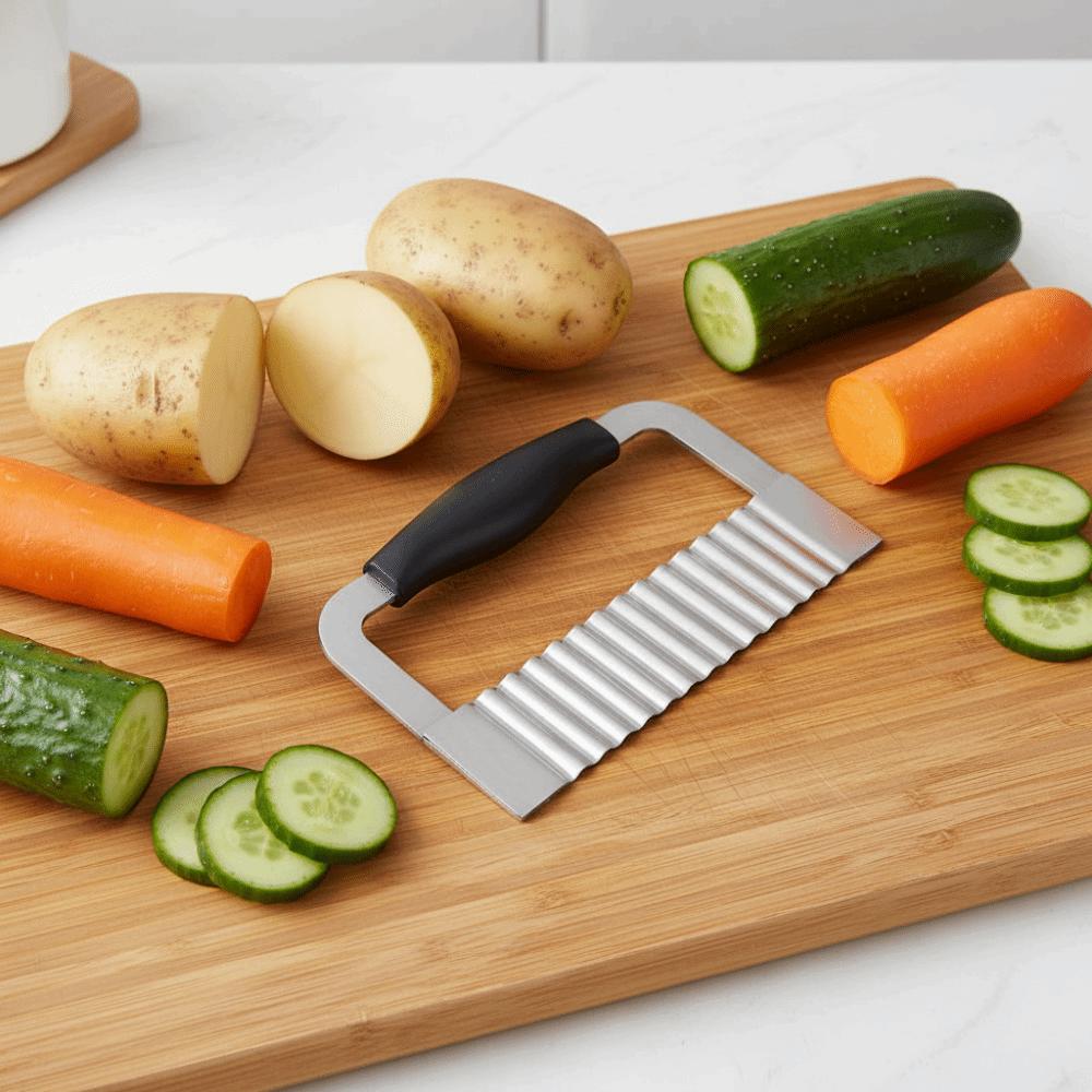 Non-slip Handle Wavy French Fries Cutter Stainless Steel Potato Chopper Crinkle Cutter  Vegetable