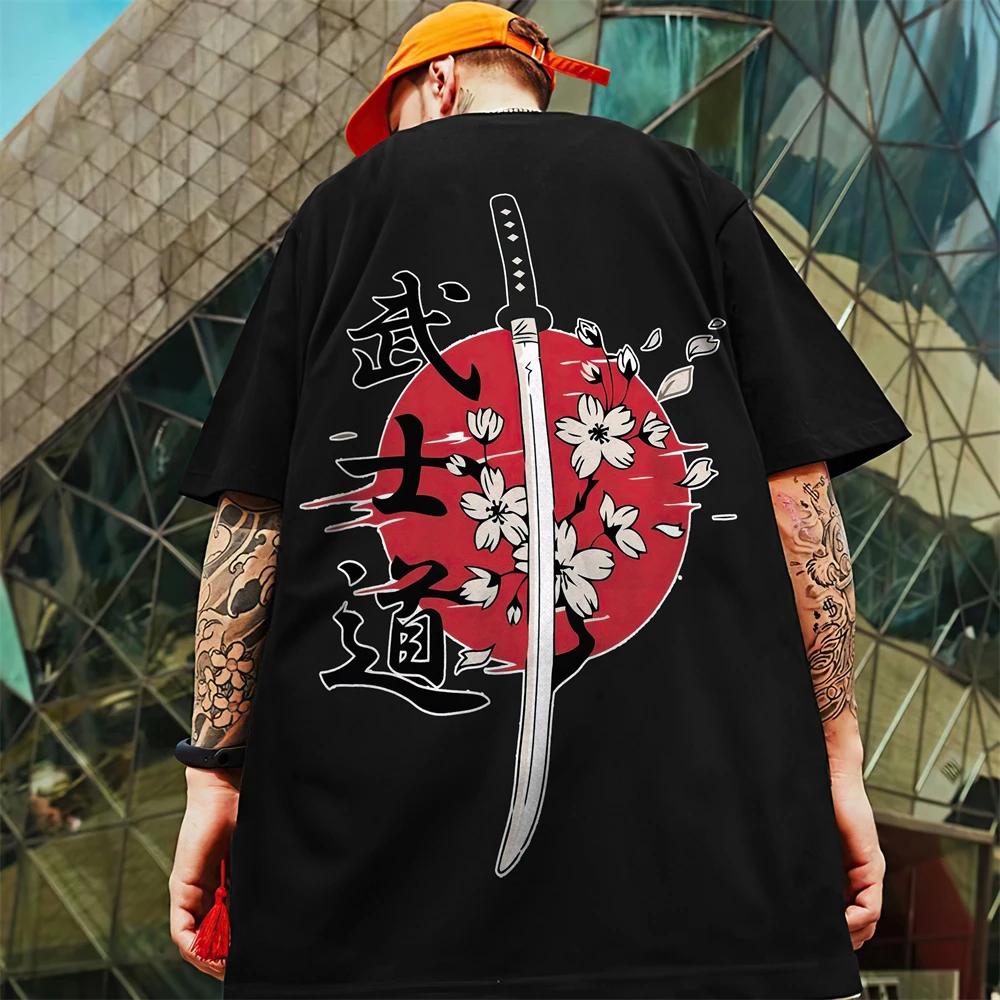 3d Japanese Samurai Print Men's T-Shirt Summer Fashion Casual T-Shirt For Men Street Trend Oversized Tees Half Sleeve Pullover