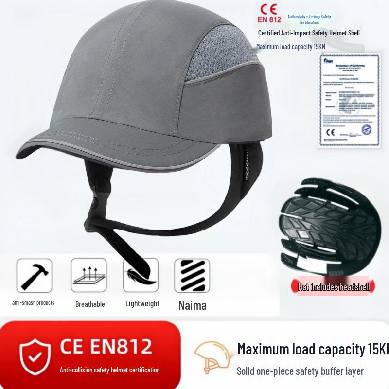 Căciulă de siguranță ușoară, respirabilă, din bumbac, cu căptușeală ABS - Rezistentă la impact și cădere