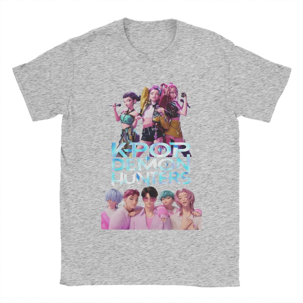 KPop Demon Hunters T-Shirt for Men Saja Boys Fan Gifts Vintage 100% Cotton Crewneck Short Sleeve T Shirts Unique Clothing