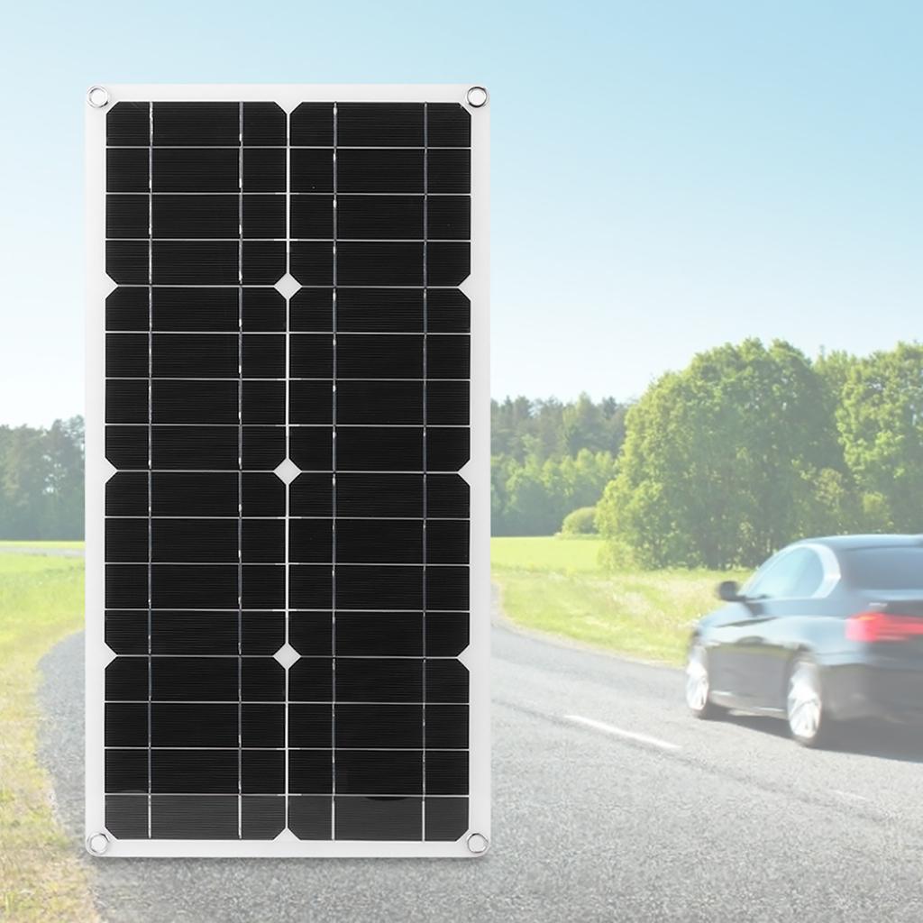 25W 18V Solar Panel 12V/5V Dual USB IP65 Waterproof with 12V/24V PWM Controller Charger for Car RV