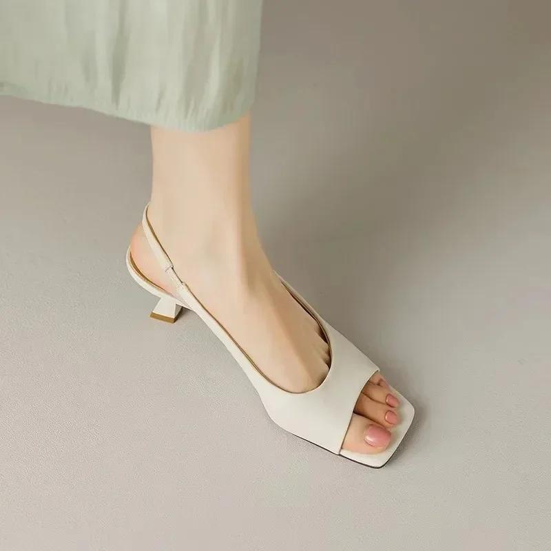 Fashion Summer Slim Heels, 2025 Fashion Square Head, Open Toe Women's High Heels, Dress, Hanging Strap, Sexy Women's High Heel Sandals