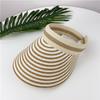 Empty Hat Children's Face Hat Ins Sunscreen Sun Hat Korean Elastic No Top Straw Hat Travel Striped Beach