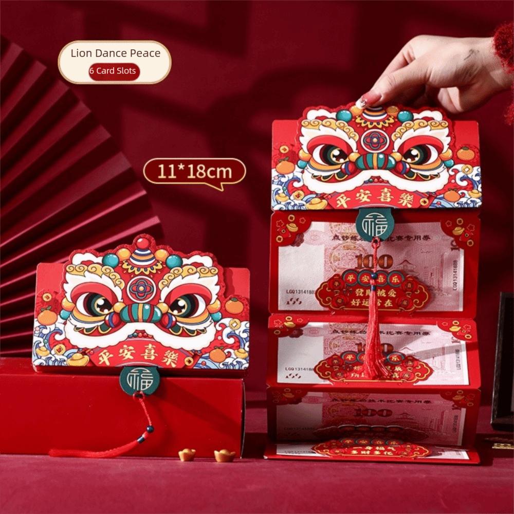 Paper Horse Year Red Envelope 3D Design Folding Style Folded Red Envelope Red Color Thickened Chinese New Year Envelope