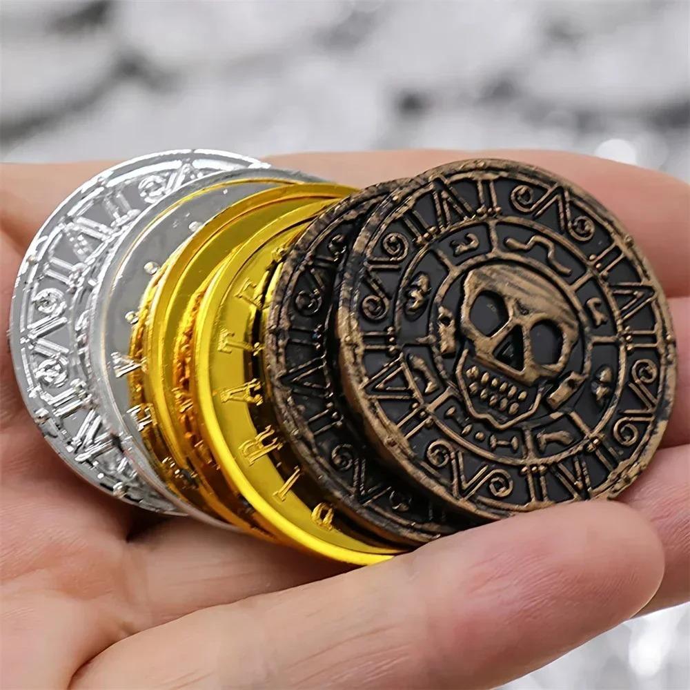 100PCS Retro Pirate Coin Party Supplies Gift Kids Favor Birthday Toys Halloween Decor Fake Treasure Plastic Game Coin