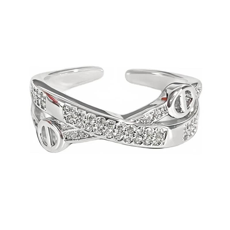Light Luxury Cross High-End Feeling Full Of Diamonds, Zir*****Pen Ring, Female Geometry Super Flash Exquisite Stacking Ring