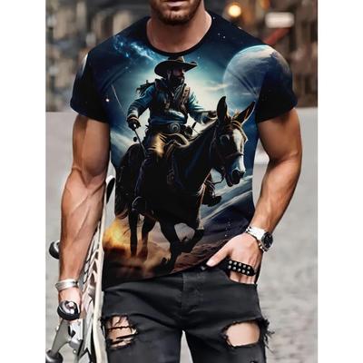 Knight Pattern Tees Men Streetwear Moto 3D Print T Shirt Fashion O Neck Short Sleeve Tops Summer T Shirts
