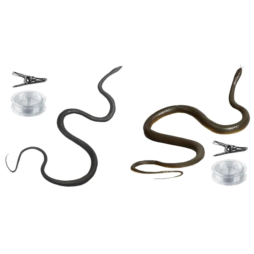 47.2 Inch Funny Large Realistic Rubber Snake Prank with String Clip Fake Snake Model Halloween Tricky Toy for Garden Kids Toys