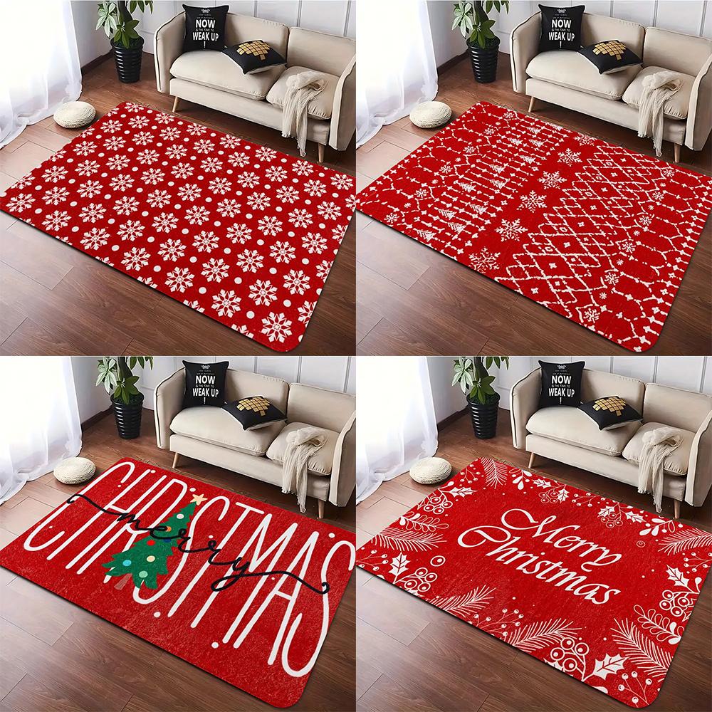 Christmas Red Stripes Area Rug Carpet Non-Slip Washable Carpet for Living Room Bedroom and Home Decor Floor Mat