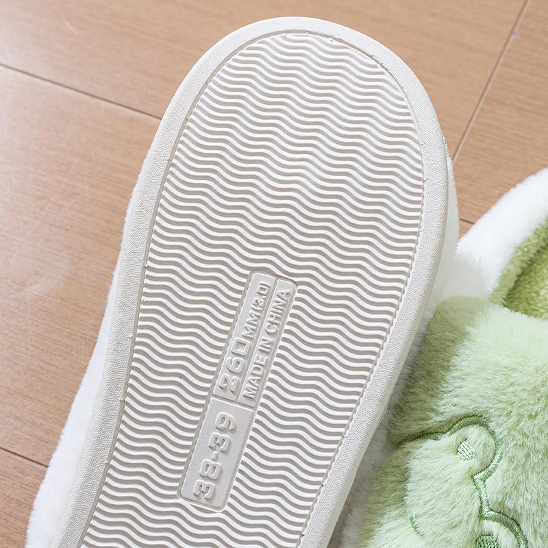 Frog cartoon cotton slippers autumn and winter leisure indoor home warm and comfortable plush household cotton shoes