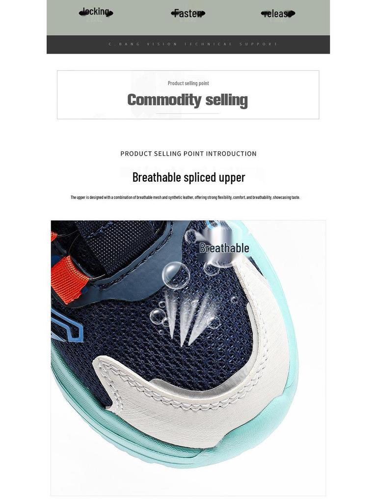 New Boys' Autumn Basketball Shoes - Soft Sole Mesh Running Shoes for Big Kids