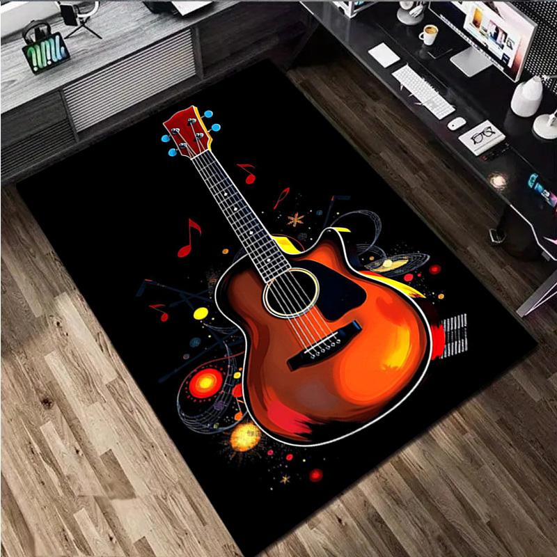 1Pc Guitar Print Rug - home decoration Carpet For Living Room Bedroom Flooring Computer Chair Area Rug