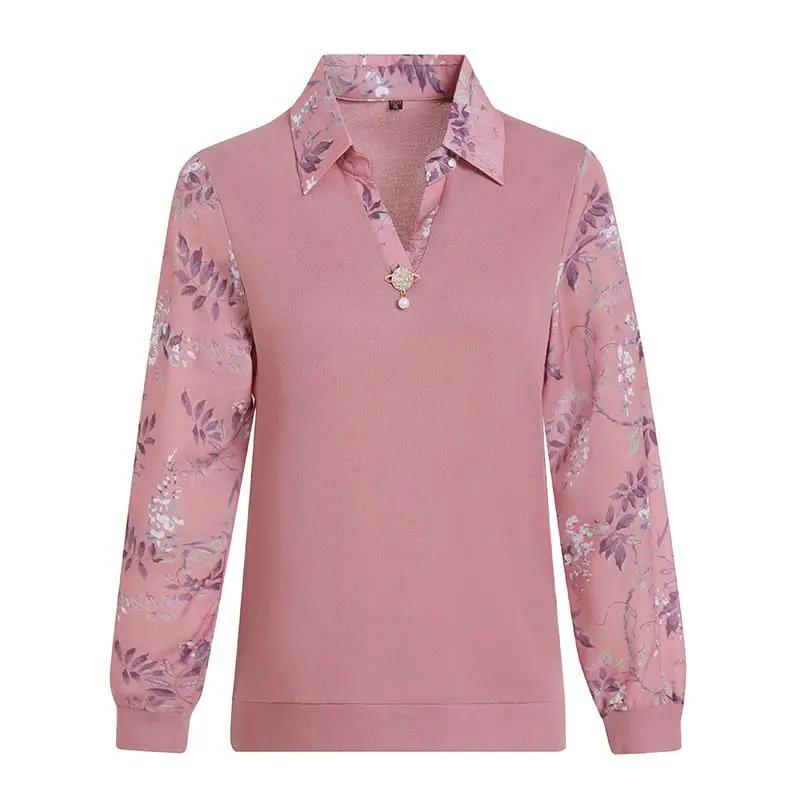 Mütter Frühlings-/Herbstkollektion: Langarm-T-Shirt, Elegantes Freizeit-Oberteil für Frauen mittleren und höheren Alters, Übergröße