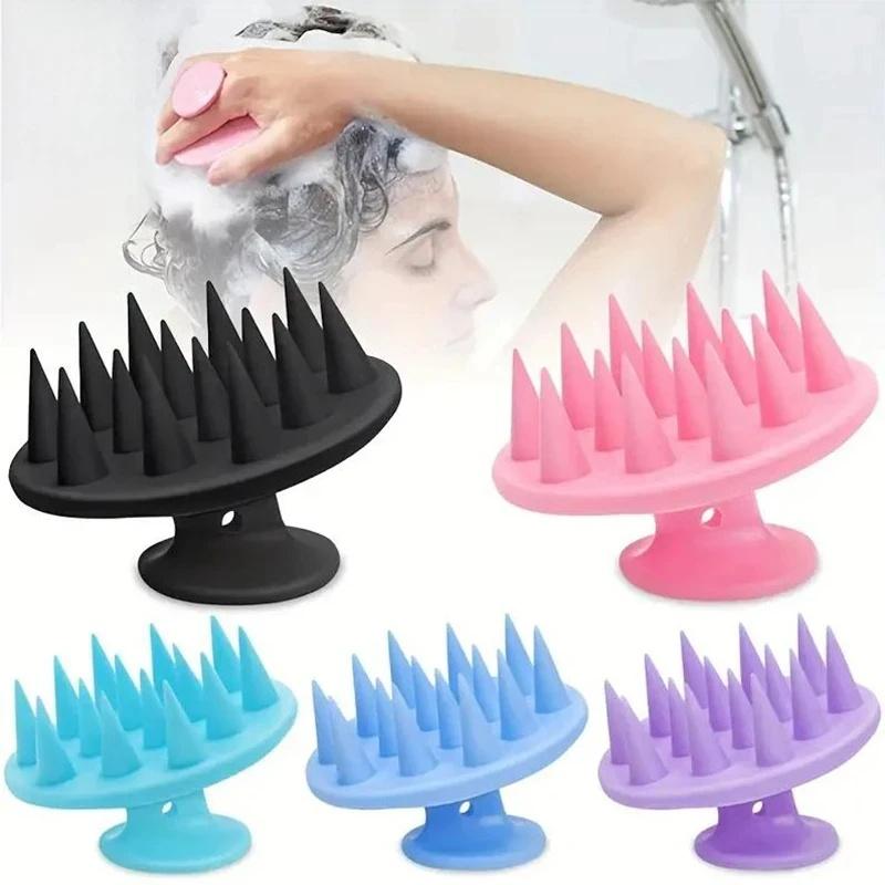 1pc Portable Silicone Head Massage Brush, Deep Cleansing Scalp and Hair Care Brush, Massage Shampoo Brush, Shower Brush