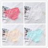 Girls' Sexy Lace Briefs Breathable Underwear with Butterfly Knot Carved Mid Air Waist Knickers Solid Color Women's Triangle Panties