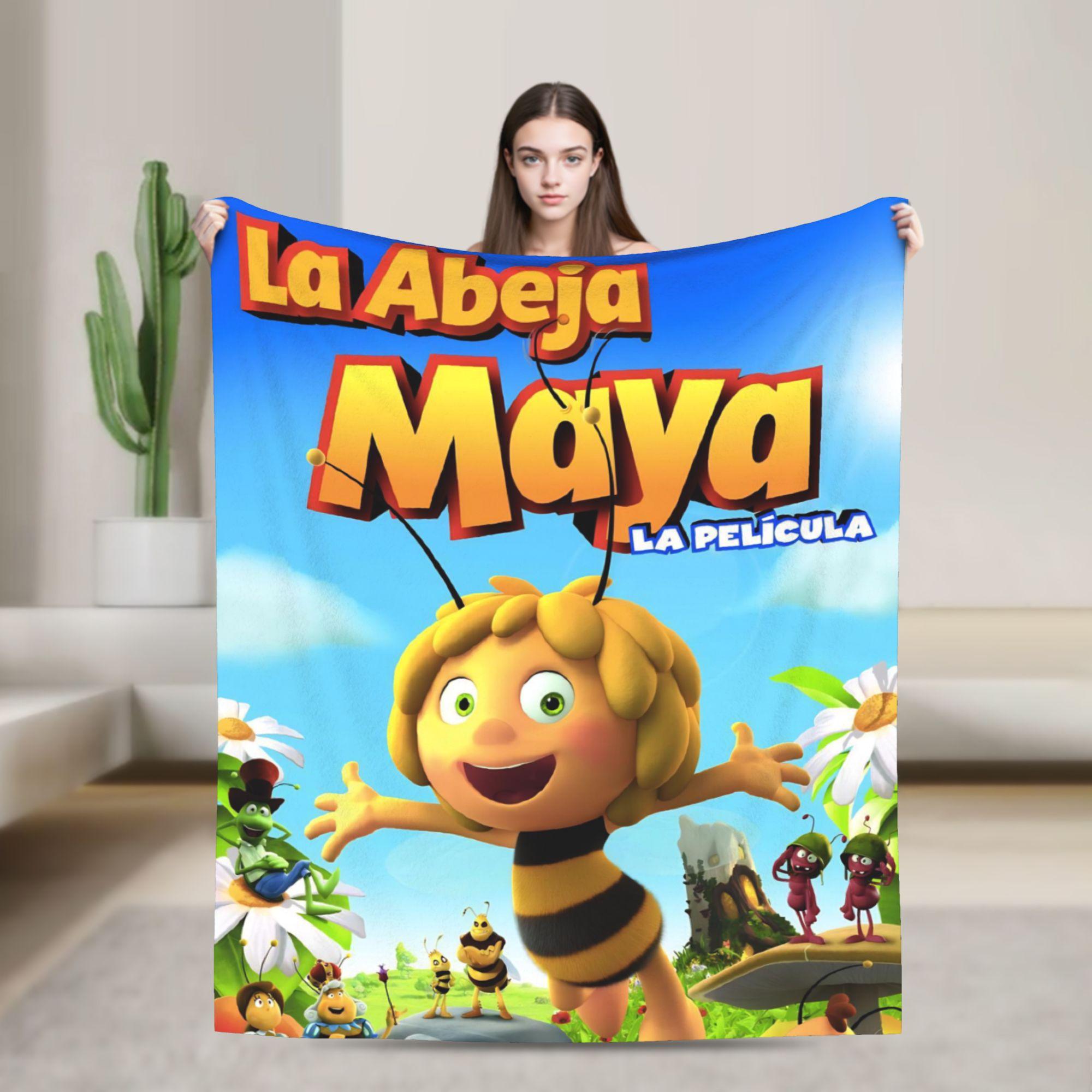 

Maya The Bee With Flowers Cartoon Throw Blanket for Couch Soft Fuzzy Plush Blanket 50x60 Inch Multiple Sizes Bedspreads 150x200cm