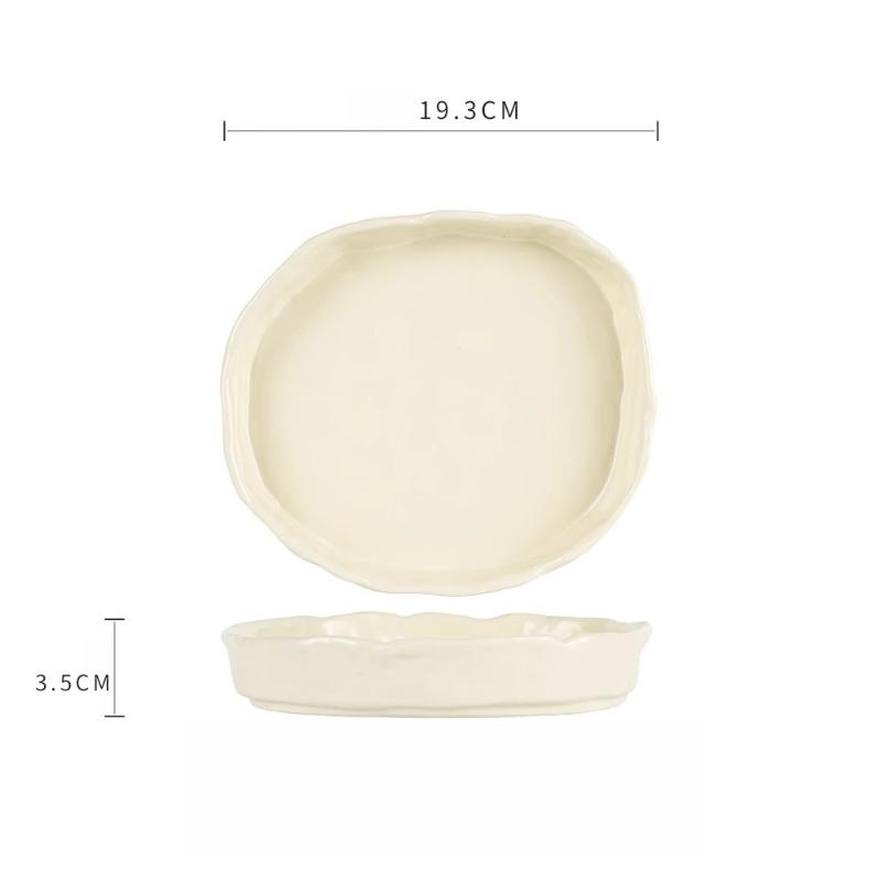 Ins Style Irregular Plate Simple Household Dish Ceramic Highend Feeling Matte Pasta Plate