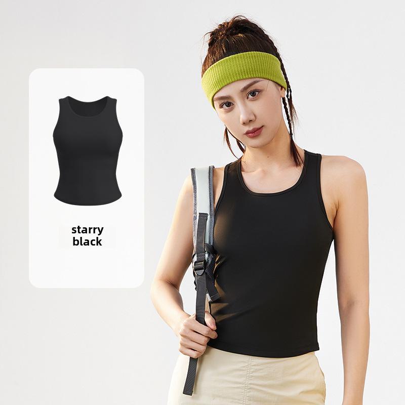Juyitang 4D Peach Round Neck Anti-Exposure Yoga Vest