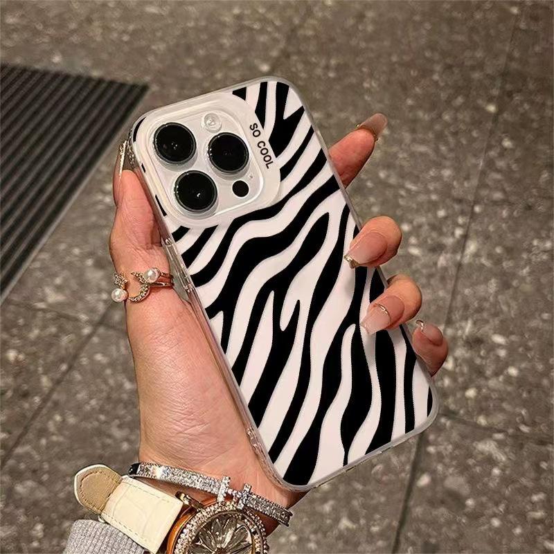Creative Zebra Print Case for Apple 16 Pro, iPhone 17, 15 Pro, and 14