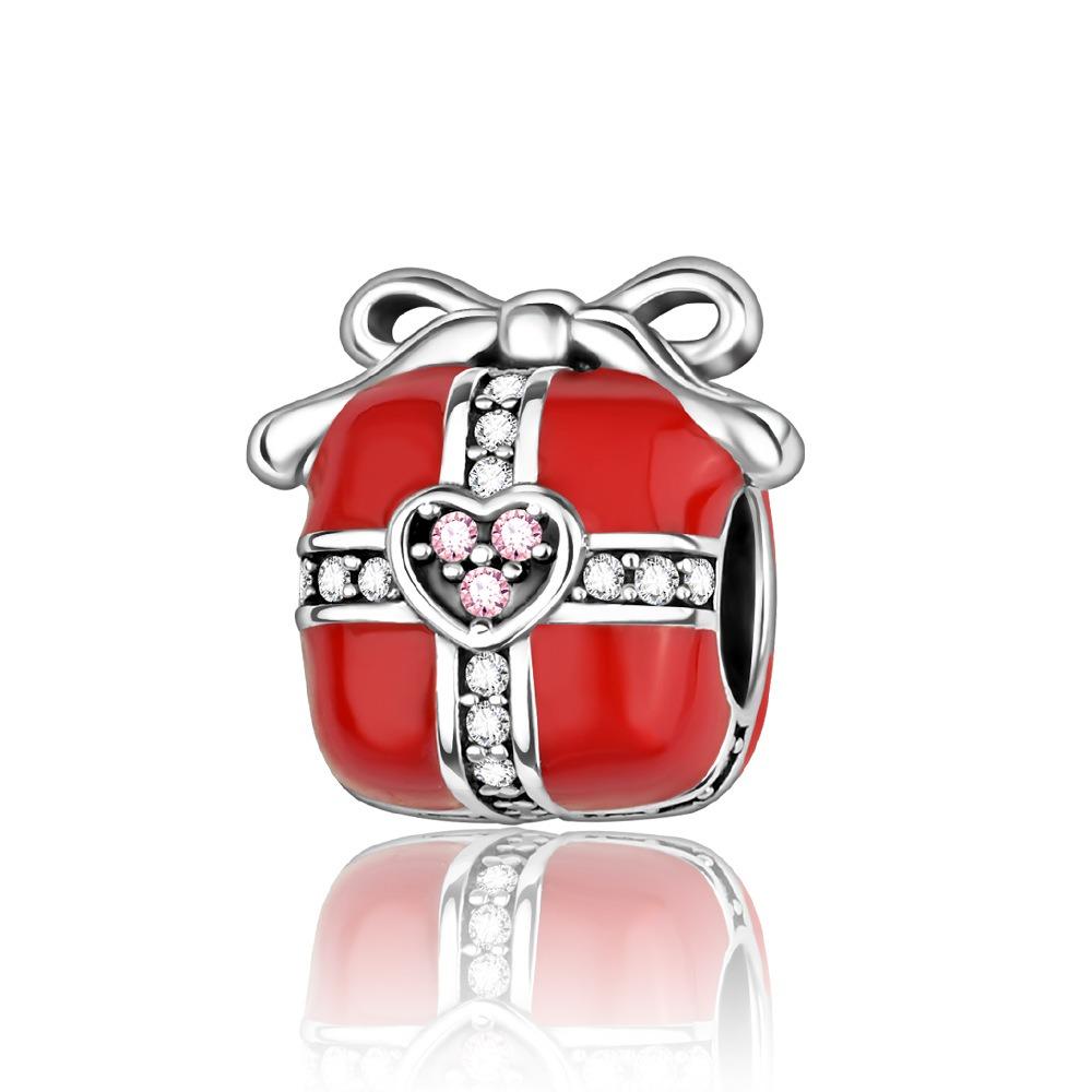 

Christmas Party Metal Luminous Bell Gift Box Ornaments Charm Beads Suitable Ideal for 3Mm Original Bangle Make your own Accessory Elegant Fashion