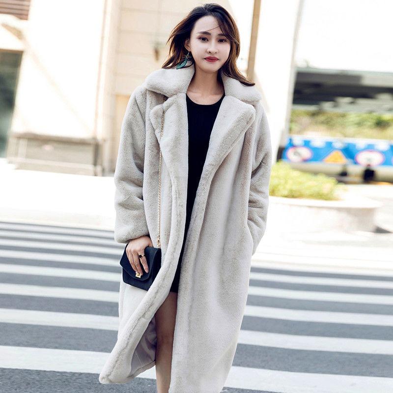 Imitation mink coat women's medium and long autumn and winter imitation mink velvet jacket women's large size thickened jacket loose suit collar
